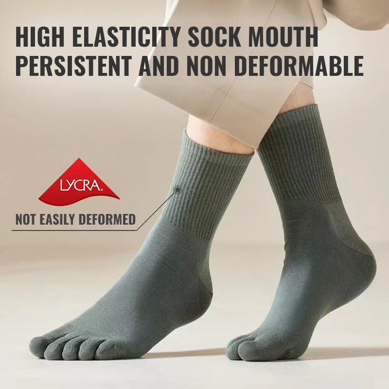 Men’s Five-Finger Cotton Long Socks – 5 Pairs