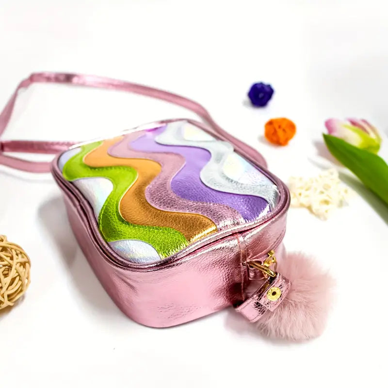 Fashion Wave Pattern Rainbow Crossbody Bag For Women