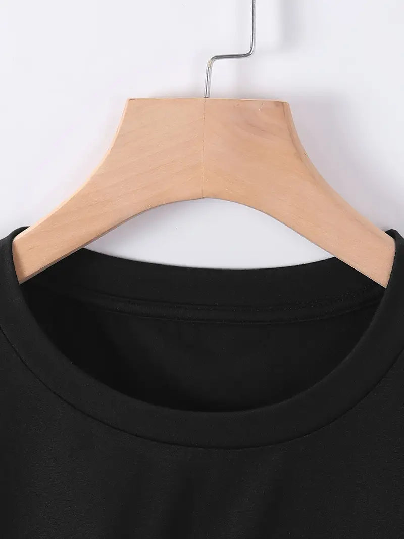 Women'S Casual Polyester T-Shirt Crew Neck Top