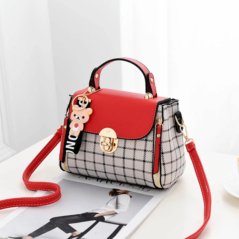 New Plaid Handbag Women's Bag Korean Version Oblique Span Bag Small Square Bag Fashionable Shoulder Bag