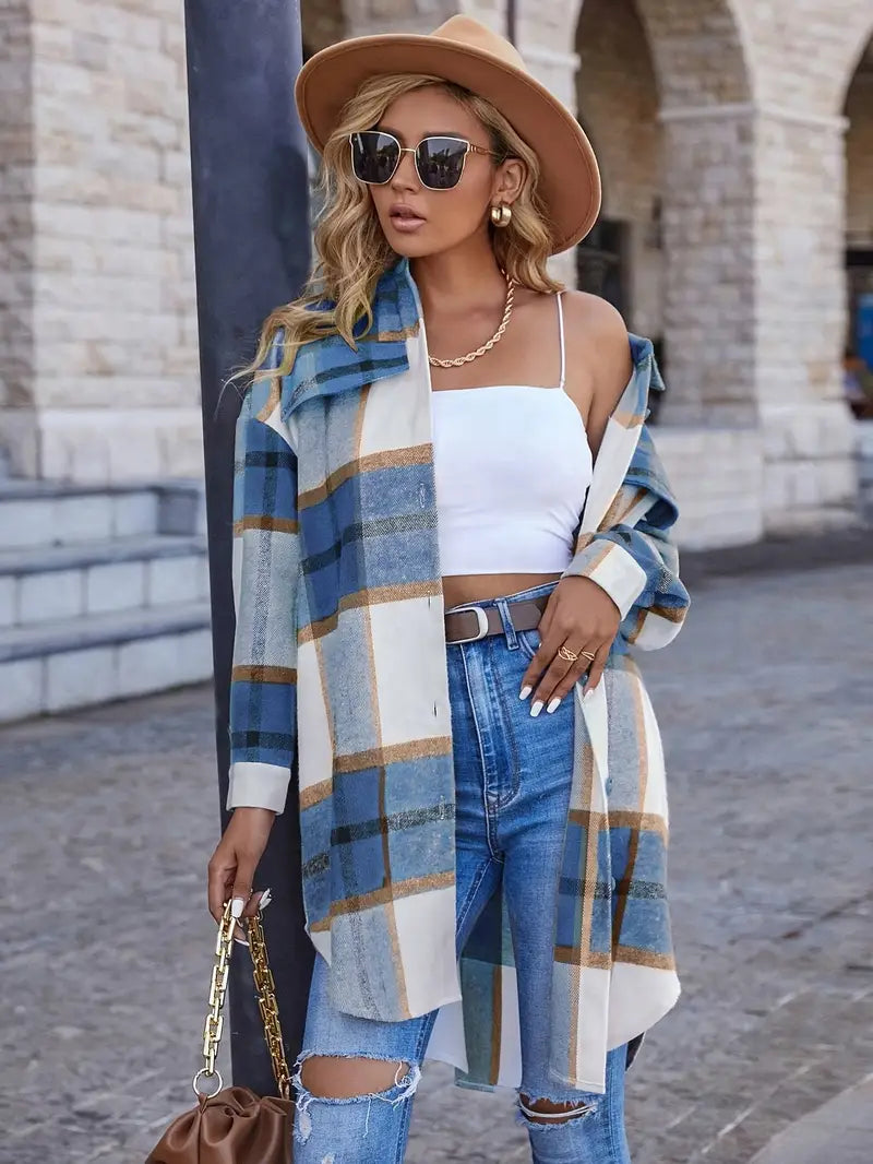 Casual Plaid Long Sleeve 1pc Jacket