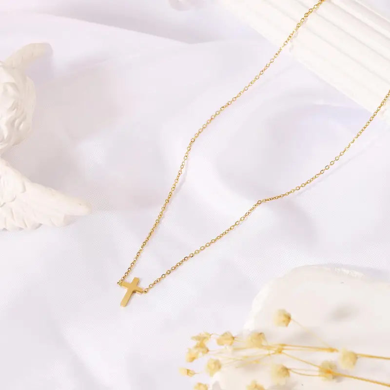 Elegant Golden Cross Pendant Necklace