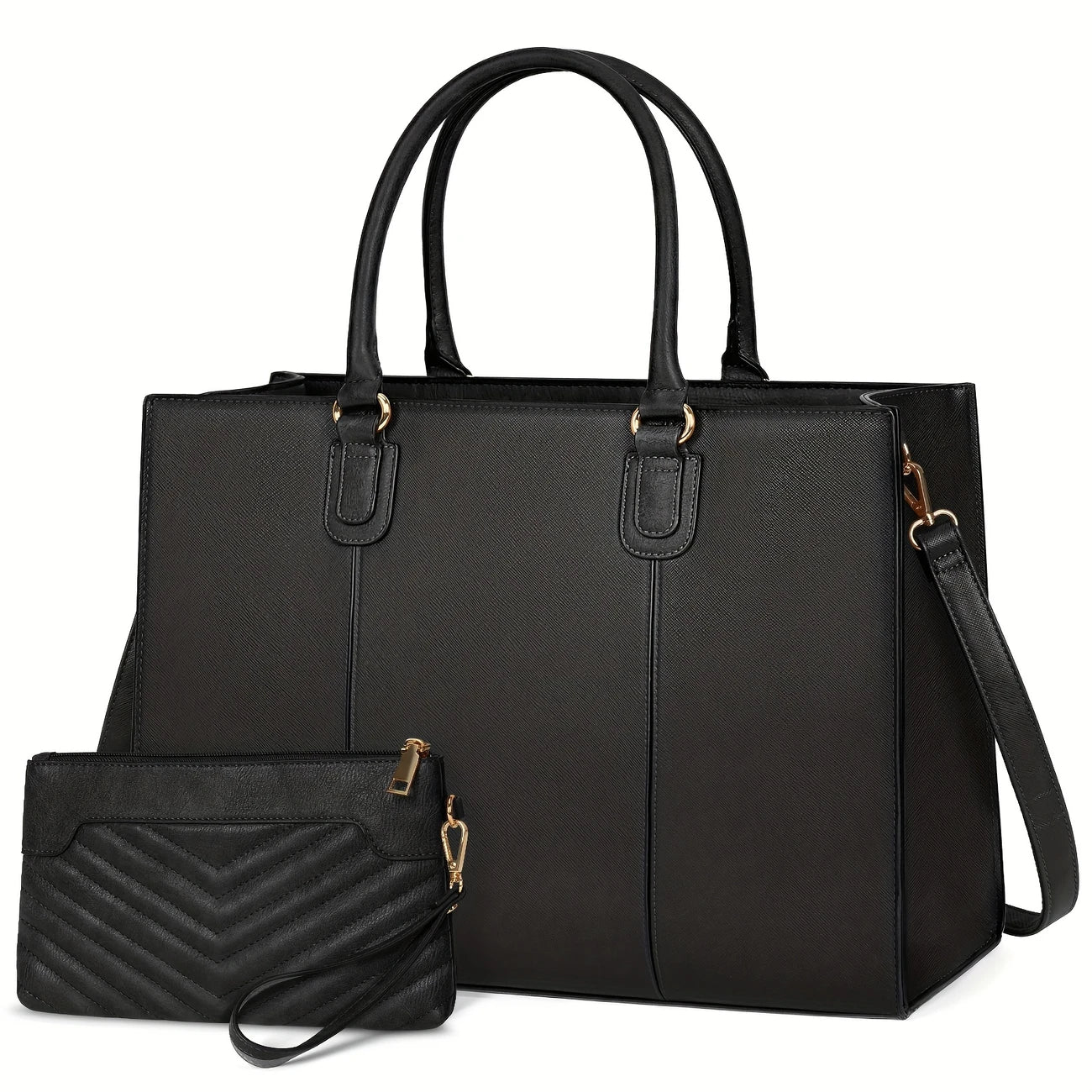Women 15.6 Inch Work Tote Bags Computer Bag With Clutch Purse Professional Office Briefcase Handbag For Business