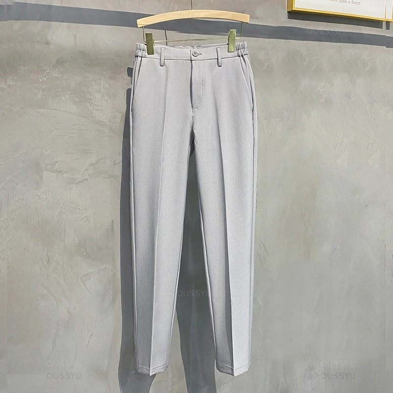 Men's Slim Fit Elastic Waist Suit Trousers