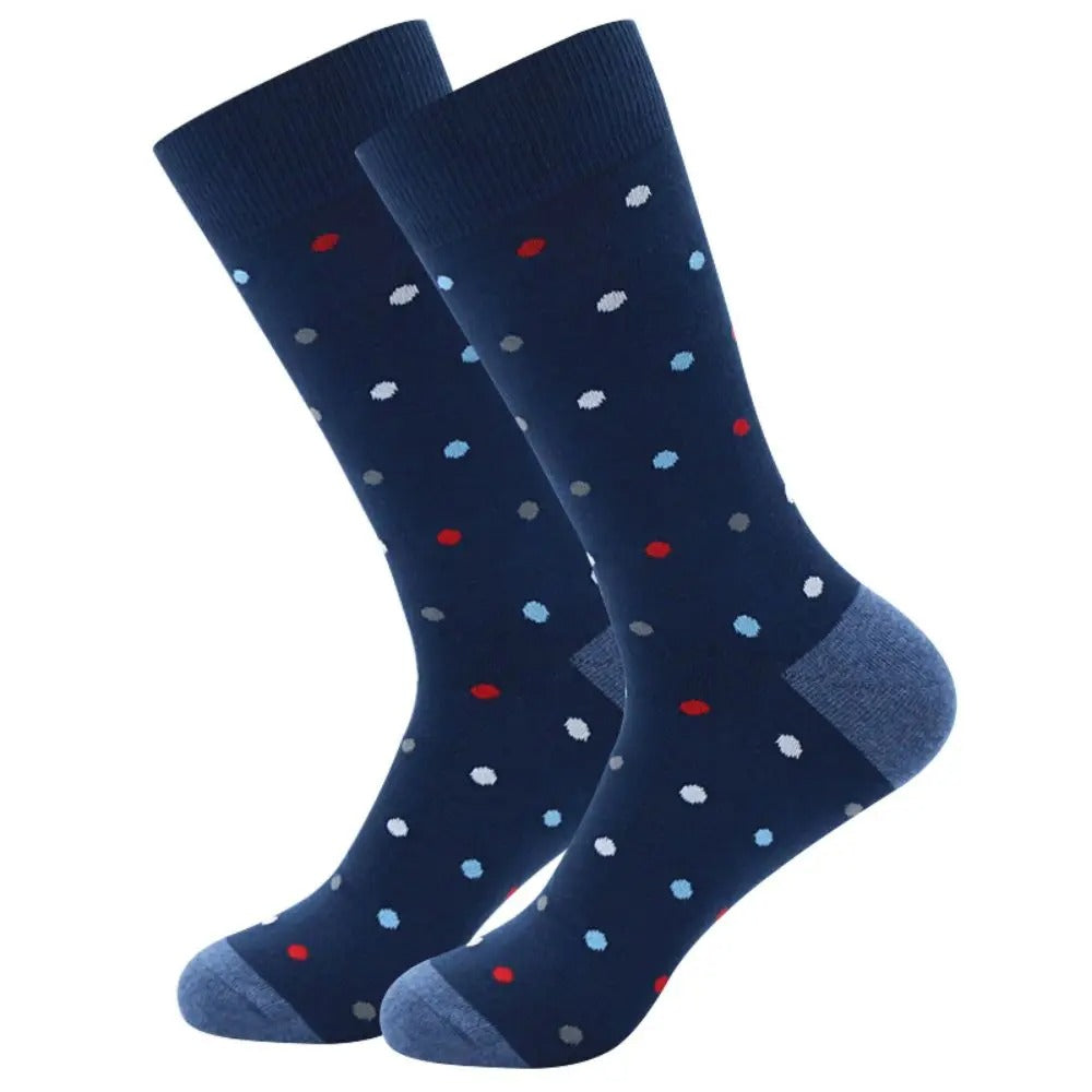 Men’s Colorful Striped Cotton Dress Socks – 5 Pairs