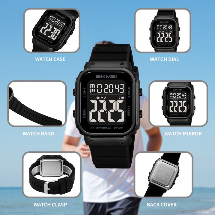 Mens Digital Watch Outdoor Sports Waterproof Large Face Wrist Watches