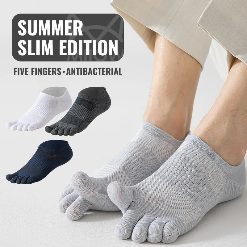 Men’s Pure Cotton Five Finger Boat Socks – 5 Pairs