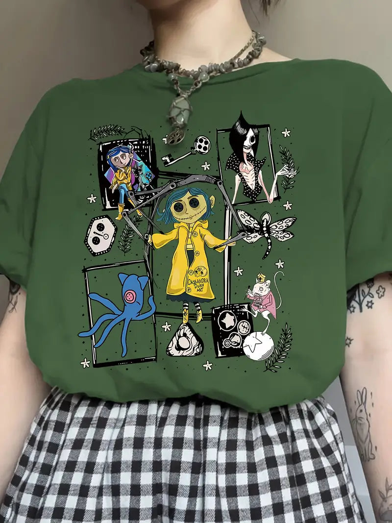 Casual Crew Neck Portrait Print Polyester T-Shirt