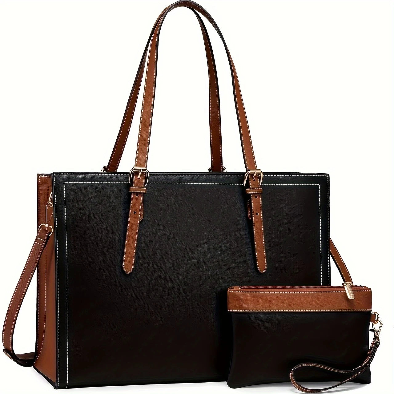 Women, Large Faux Leather Work Briefcase , Business Office Tote Handbag