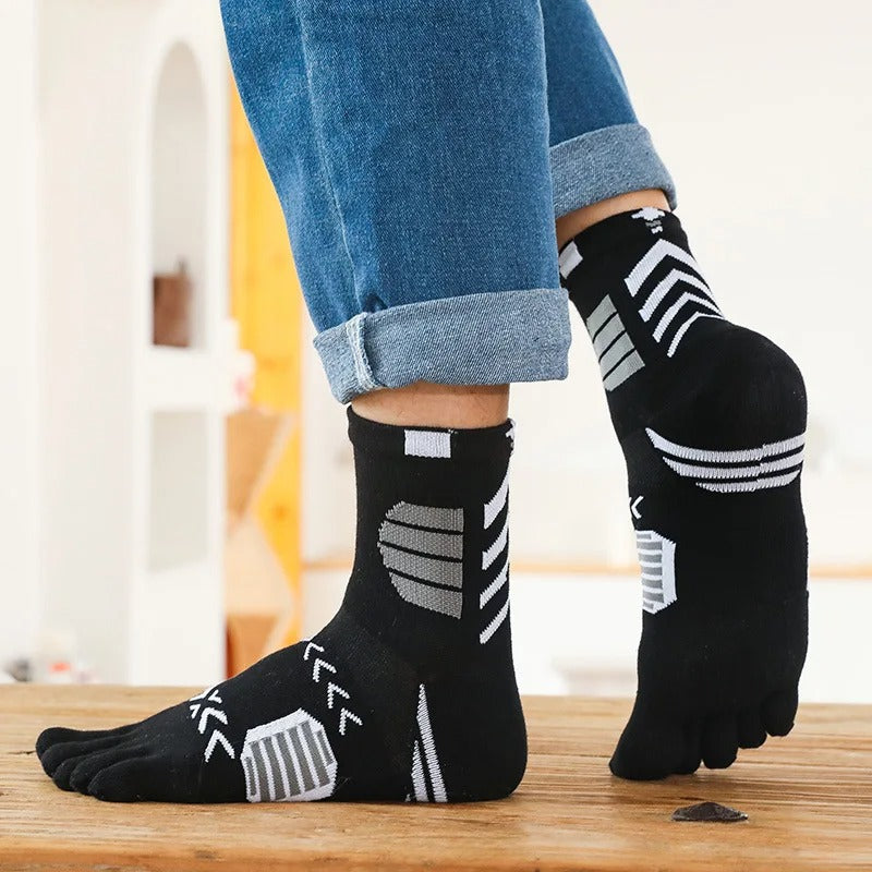 Men’s Colorful 5-Toe Sport Socks – 5 Pairs
