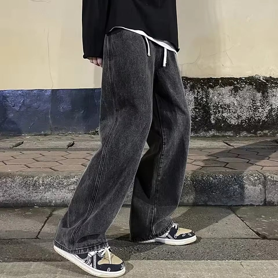 Fashion Men's Solid Color Drape Jeans