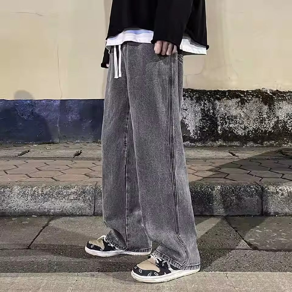 Fashion Men's Solid Color Drape Jeans