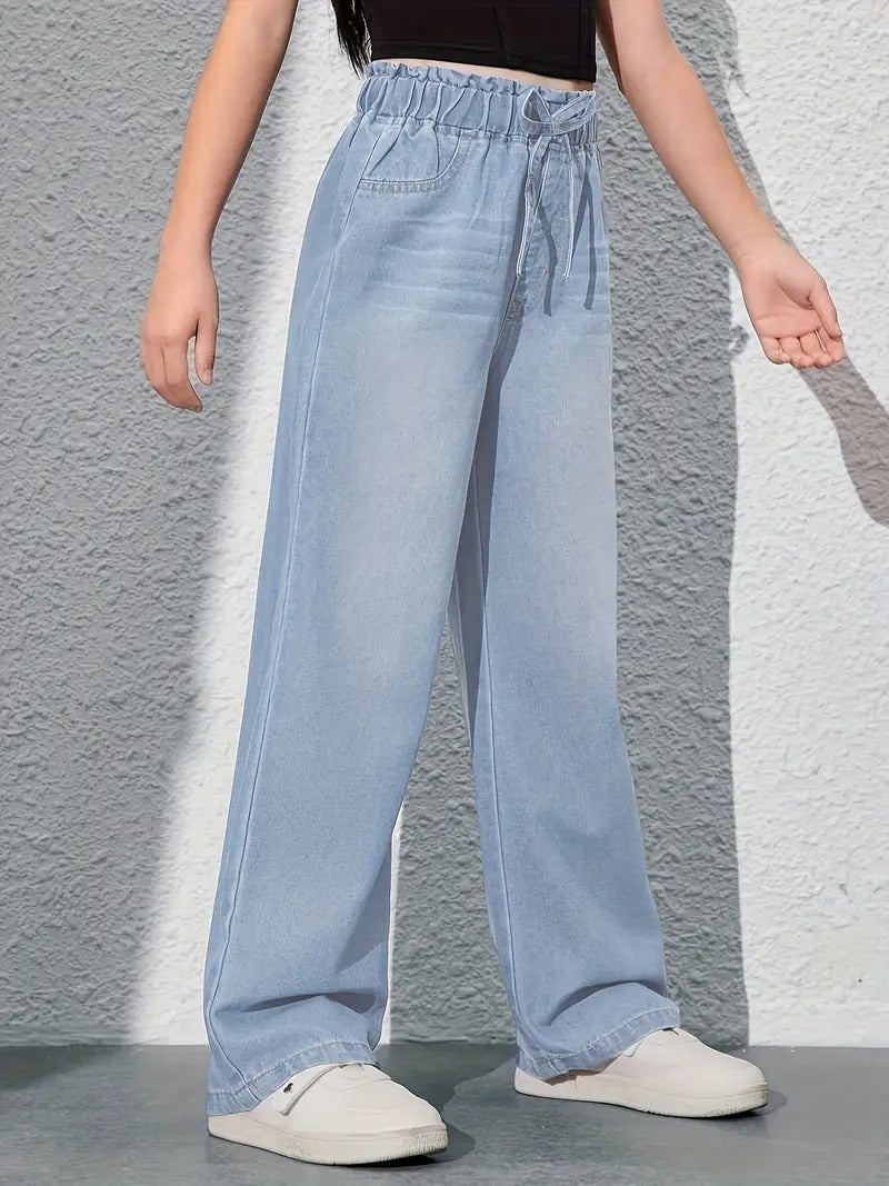 Light Blue Straight-Leg Jeans