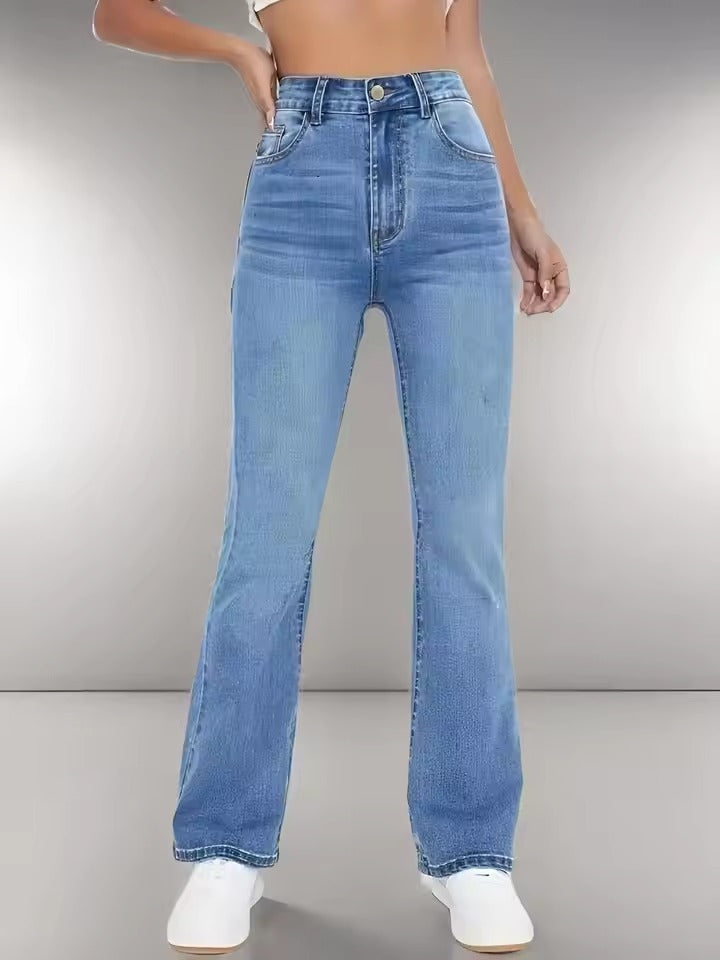 Women's Slimming High-Waist Washed Denim Jeans
