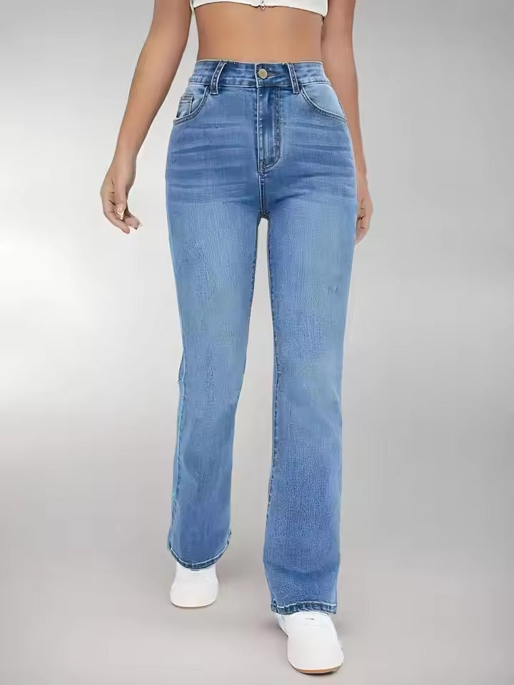 Women's Slimming High-Waist Washed Denim Jeans