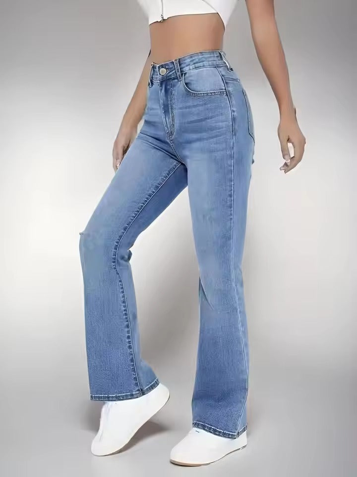 Women's Slimming High-Waist Washed Denim Jeans