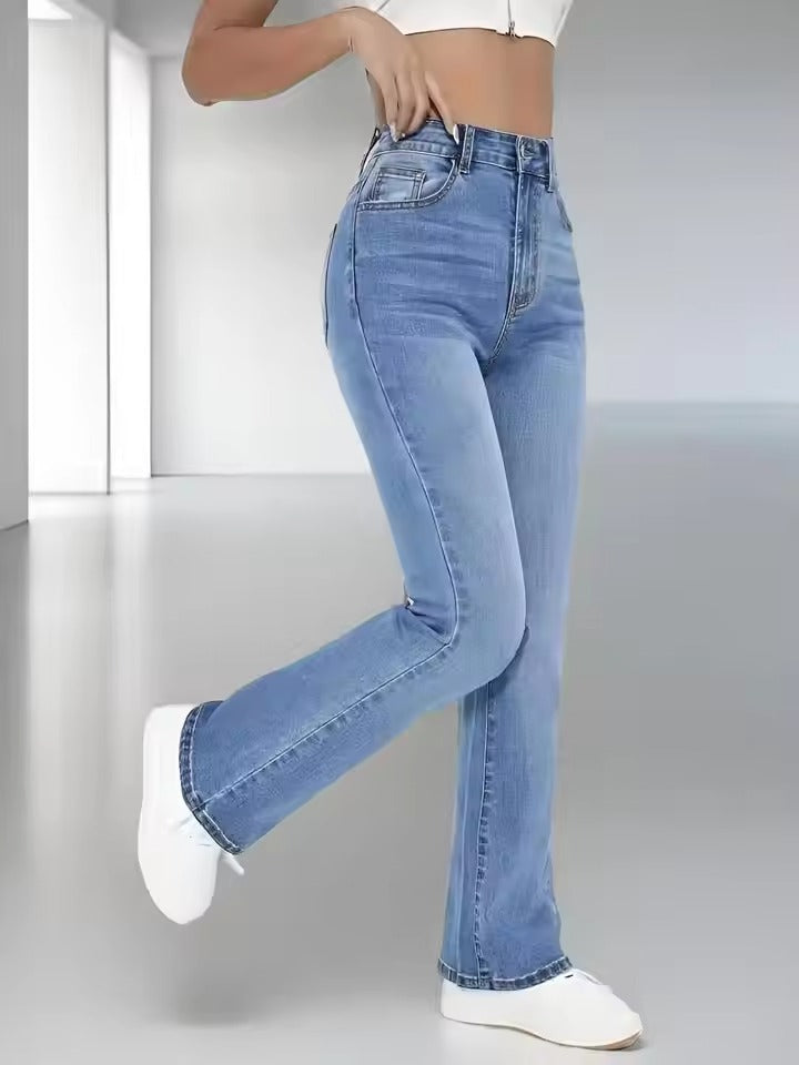 Women's Slimming High-Waist Washed Denim Jeans