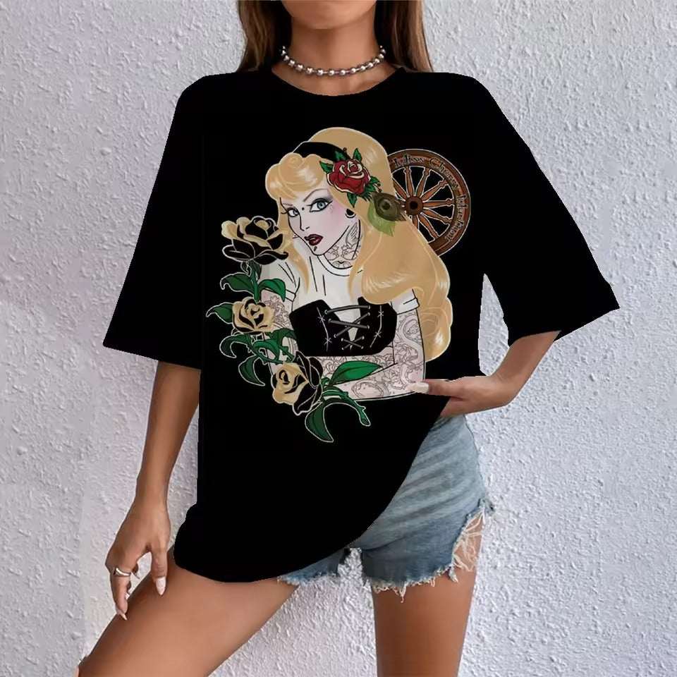Cartoon Punk Princess Print T Shirt