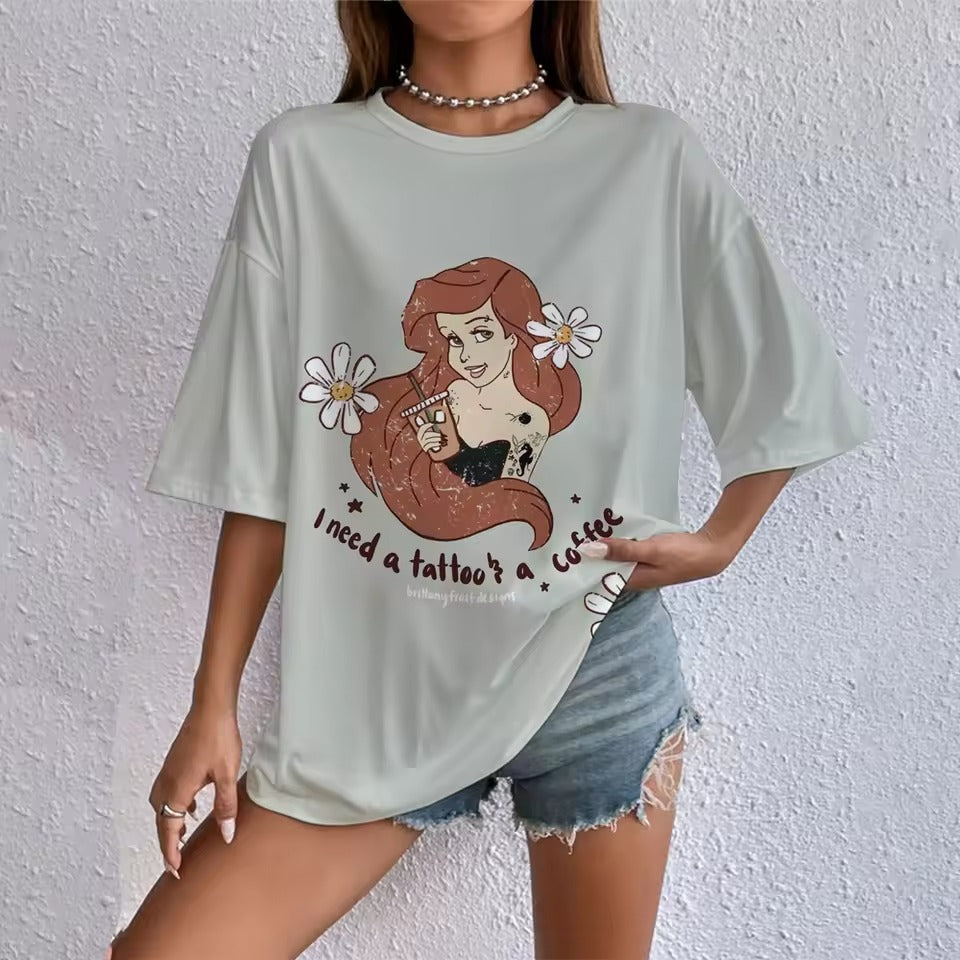 Cartoon Punk Princess Print T Shirt