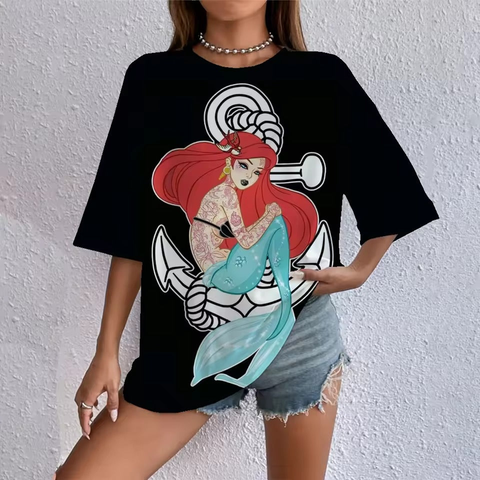 Cartoon Punk Princess Print T Shirt