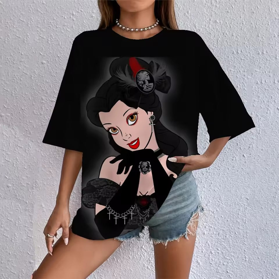 Cartoon Punk Princess Print T Shirt