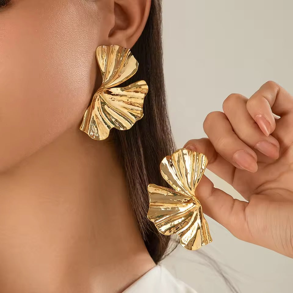 Big Maple Leaf Stud Earrings for Women