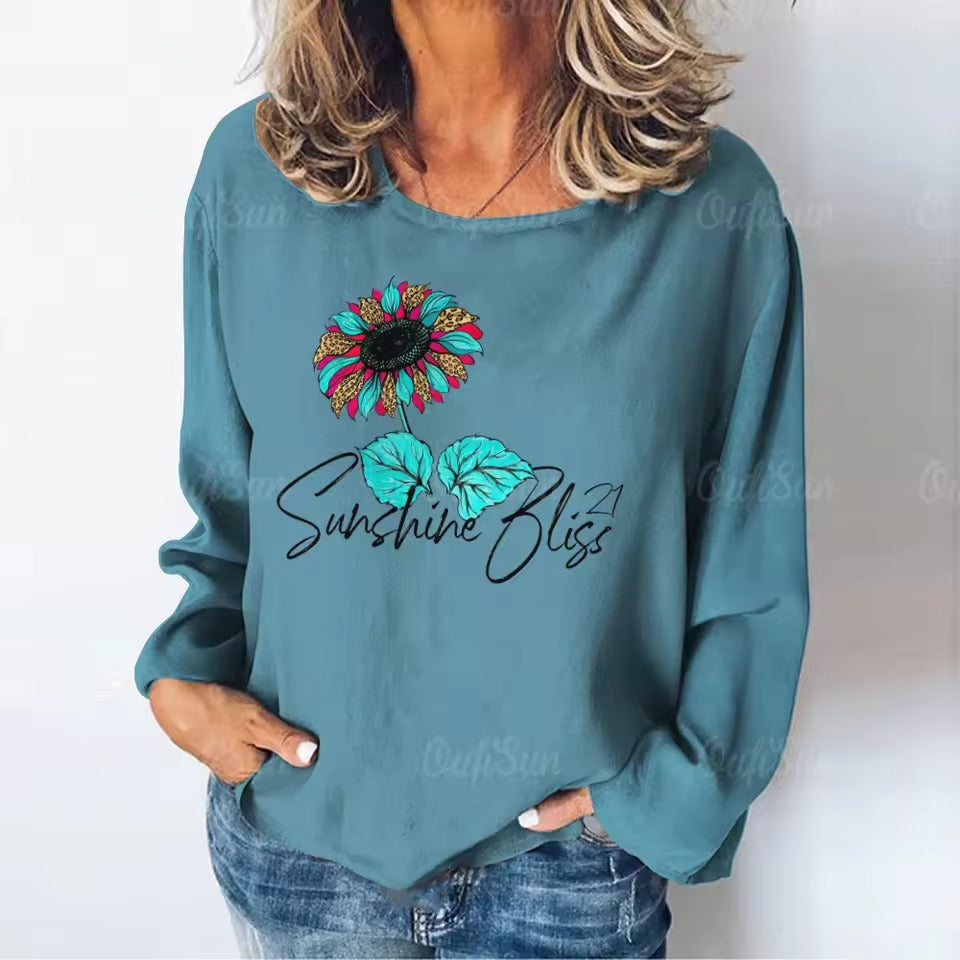 Women's T-Dragonfly Pattern Long Sleeves Tees Tops