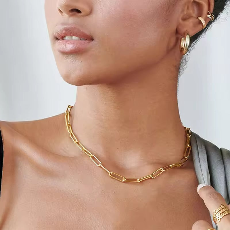 Gold Stainless Steel Thick Chain Necklace