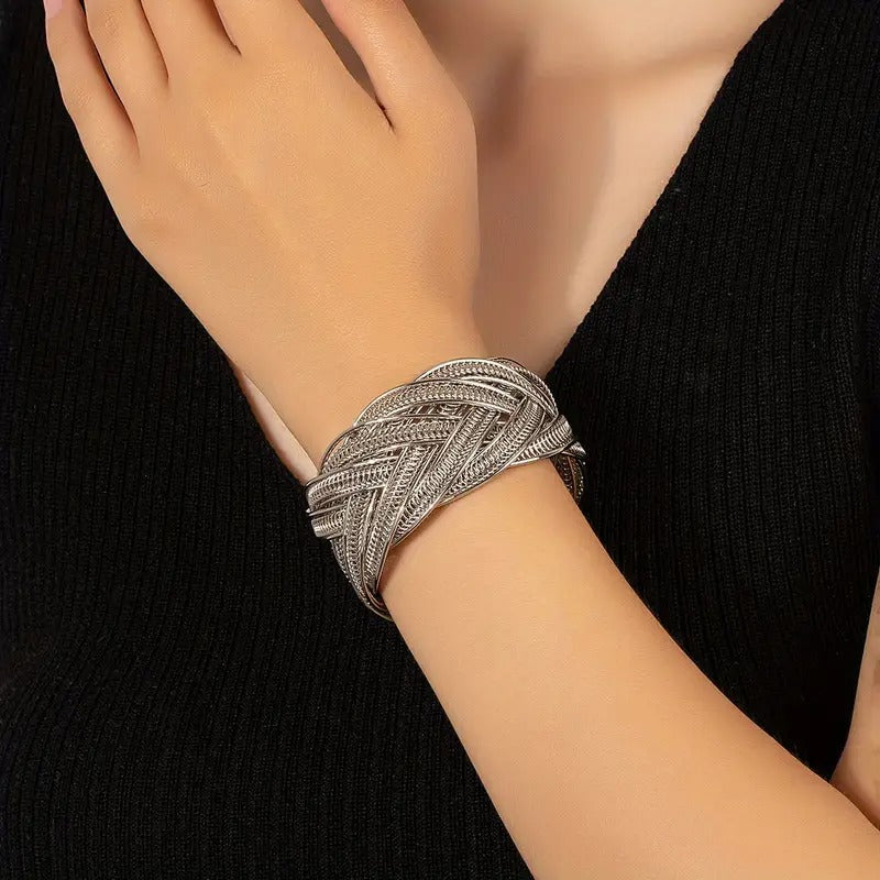 Exaggeratedly Woven Golden Iron Bracelet