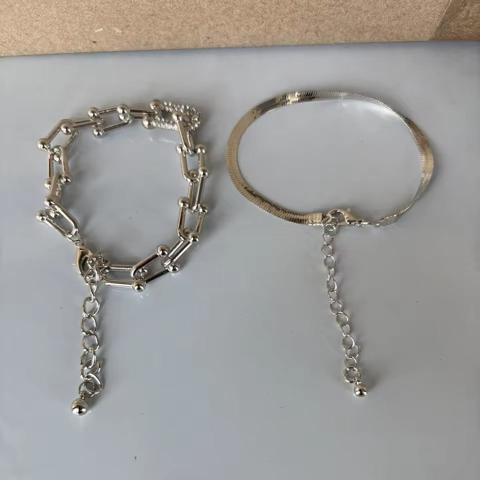 Zircon Hoop Link Charm Bracelet