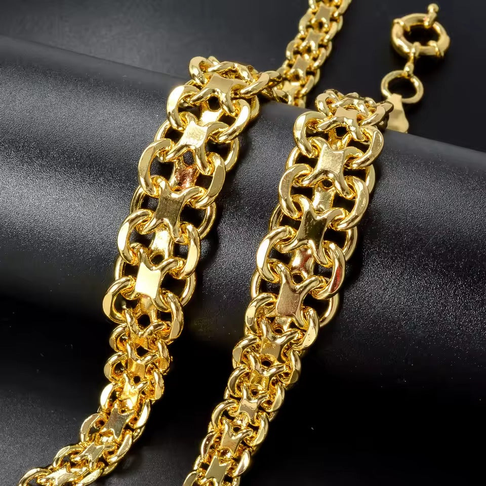 Luxury 18k Gold Plated Round Beads Necklace & Bracelet Set