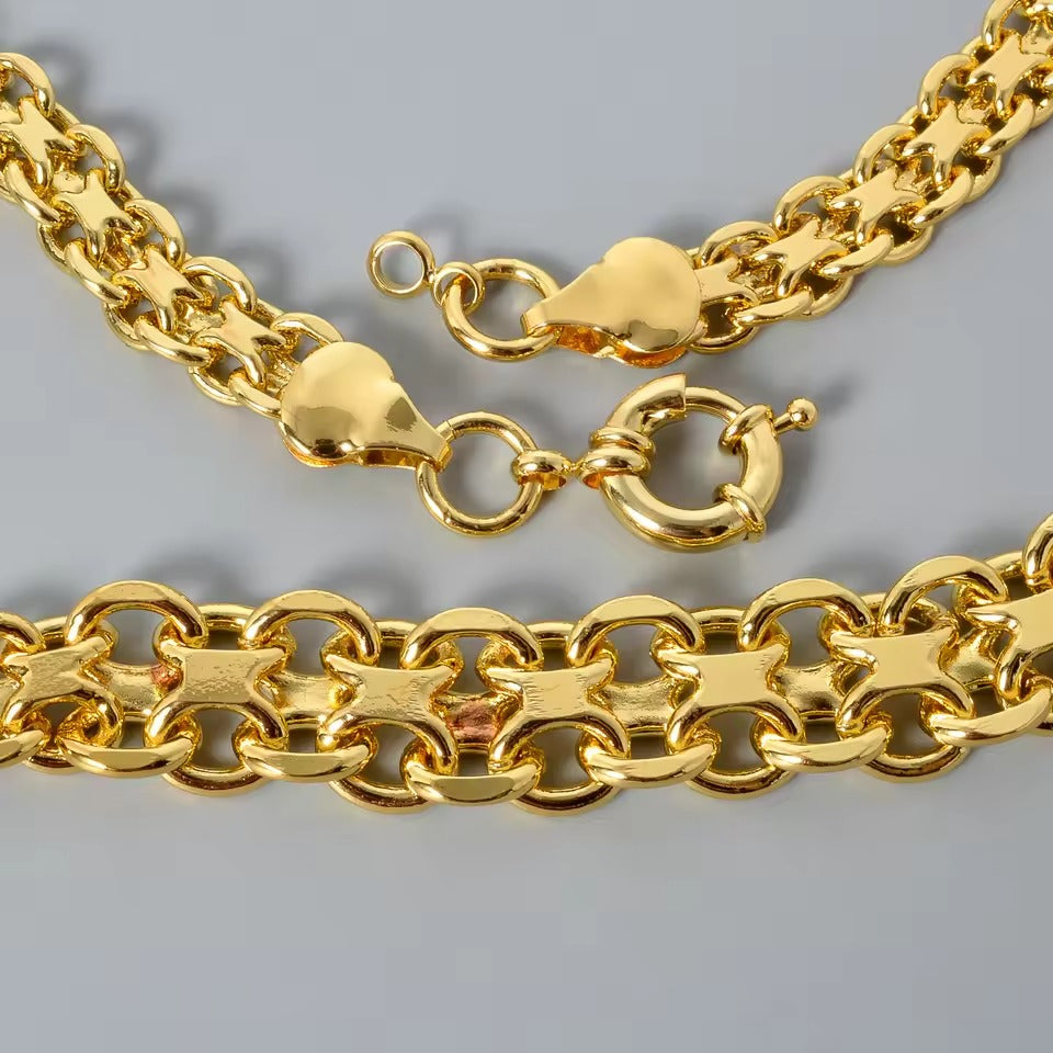 Luxury 18k Gold Plated Round Beads Necklace & Bracelet Set