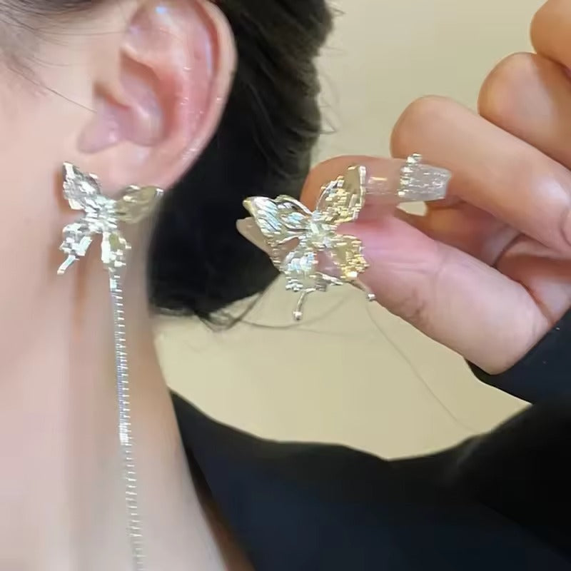 Liquid Metal Butterfly Silver Necklace