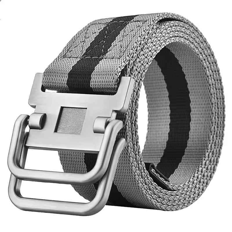 Unisex Double Loop Buckle Canvas Belt