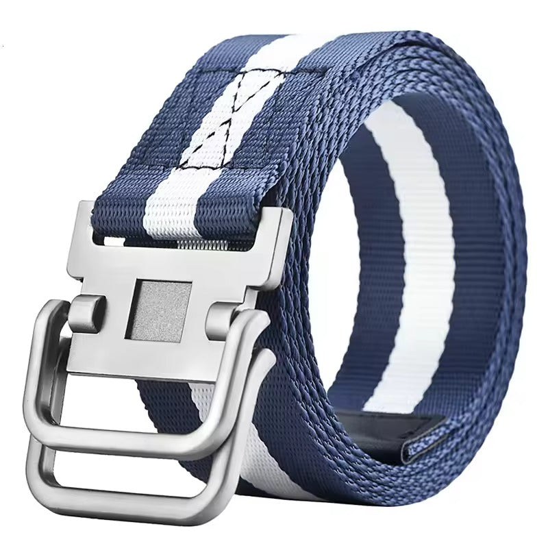 Unisex Double Loop Buckle Canvas Belt