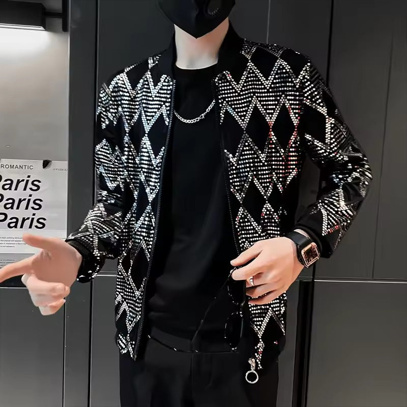 Men's Sequined Streetwear Bomber Jacket
