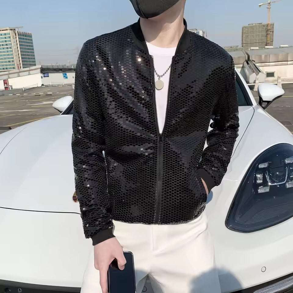 Men's Sequined Streetwear Bomber Jacket