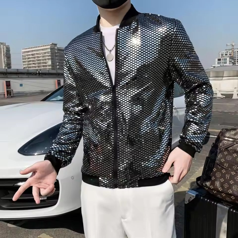 Men's Sequined Streetwear Bomber Jacket