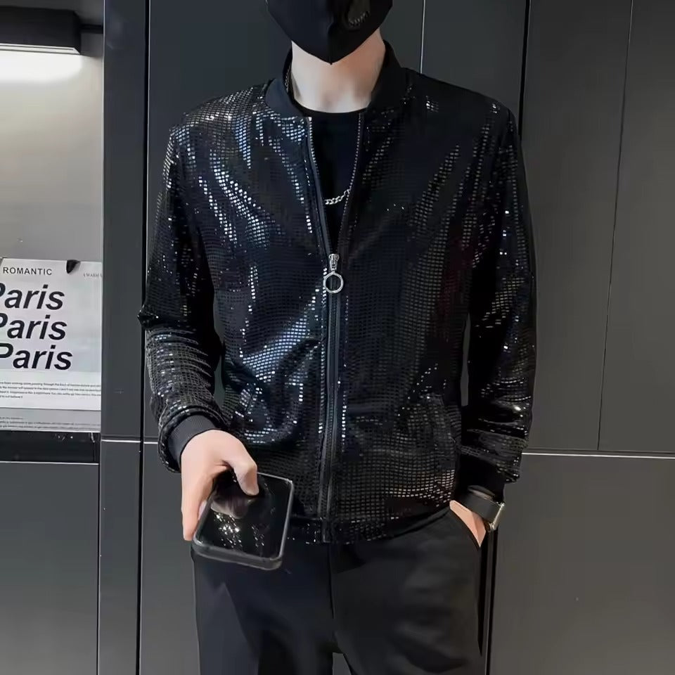 Men's Sequined Streetwear Bomber Jacket