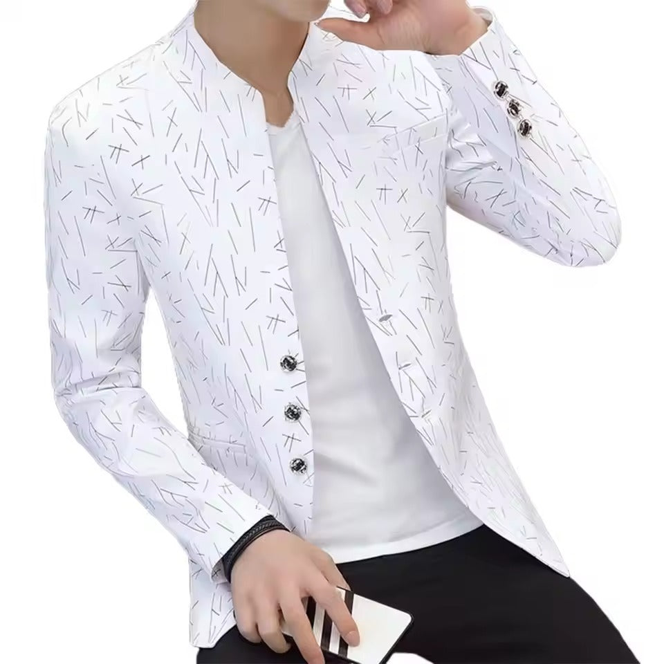 Casual & Business Stand Collar Men's Vintage Blazer