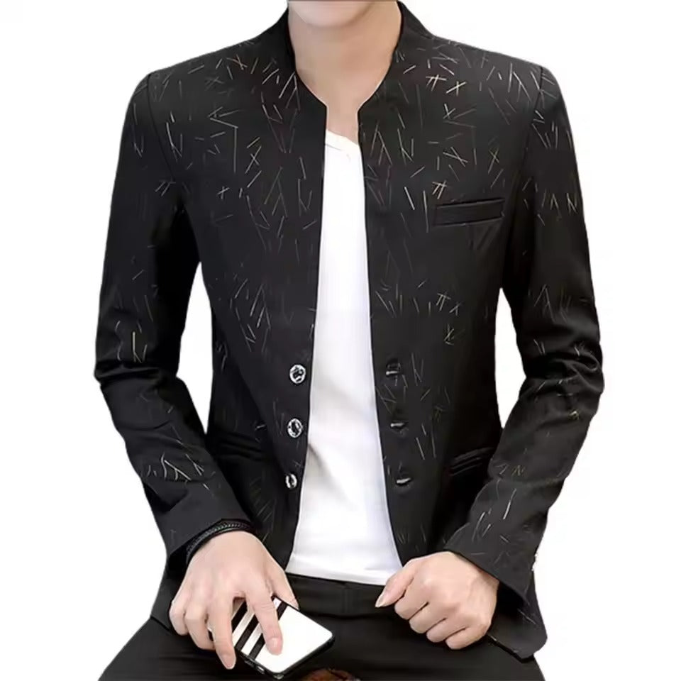 Casual & Business Stand Collar Men's Vintage Blazer