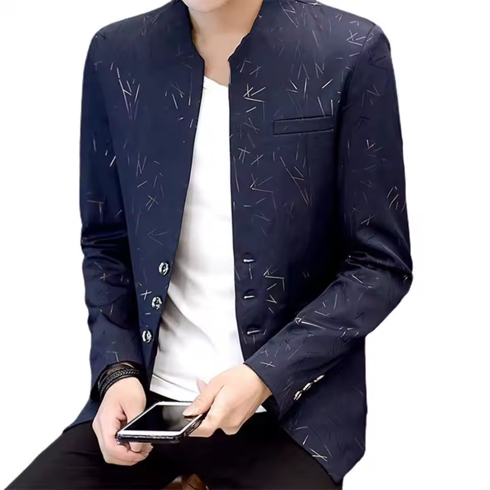 Casual & Business Stand Collar Men's Vintage Blazer