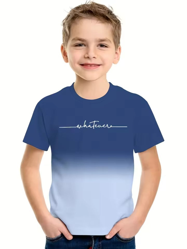 Summer Children's Warhorse Letter Printing 100% Cotton T-shirt