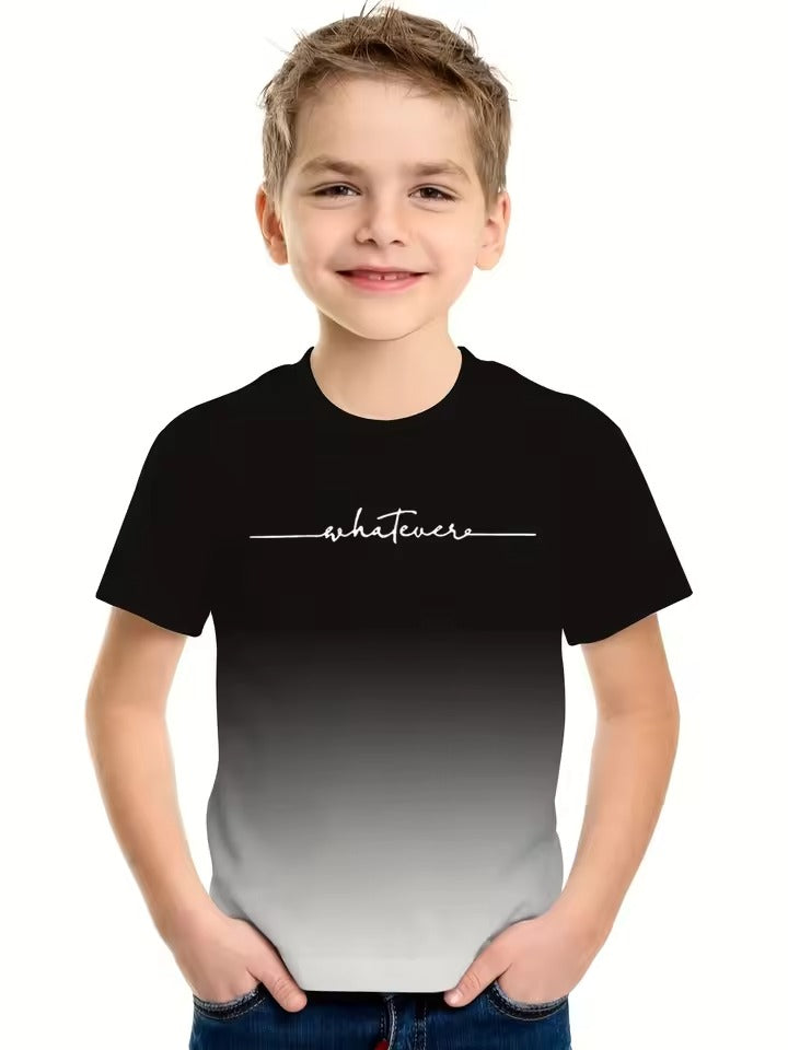 Summer Children's Warhorse Letter Printing 100% Cotton T-shirt
