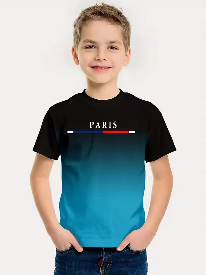 Summer Children's Warhorse Letter Printing 100% Cotton T-shirt