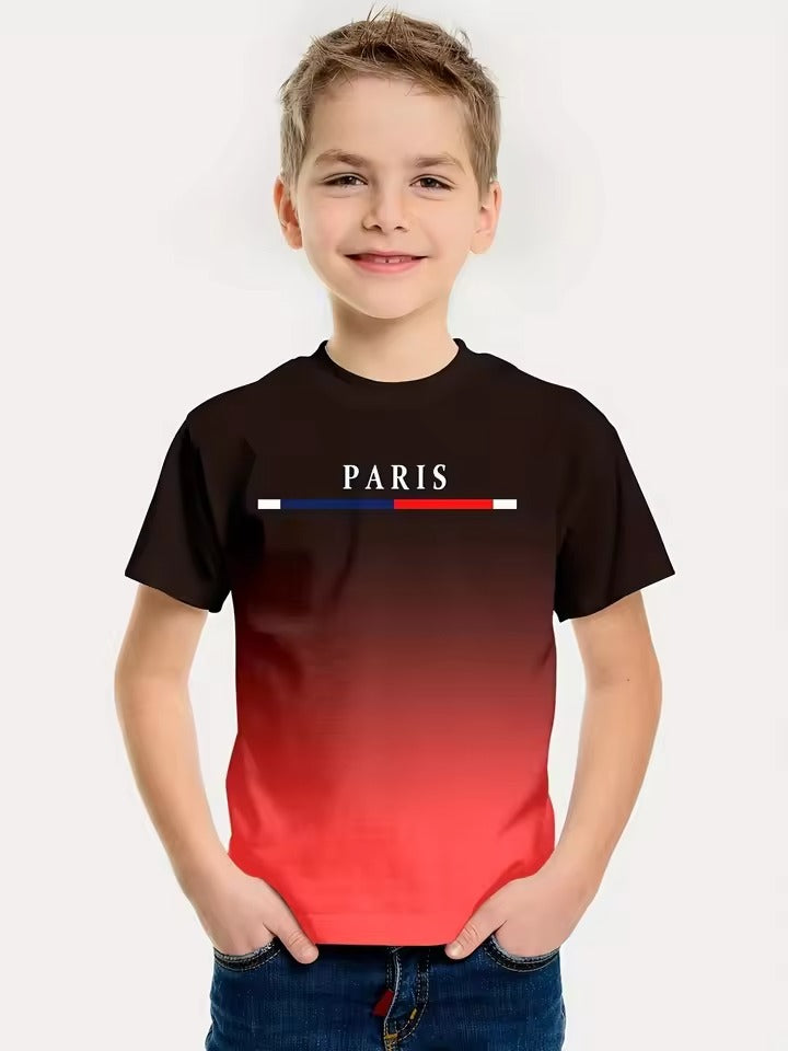 Summer Children's Warhorse Letter Printing 100% Cotton T-shirt