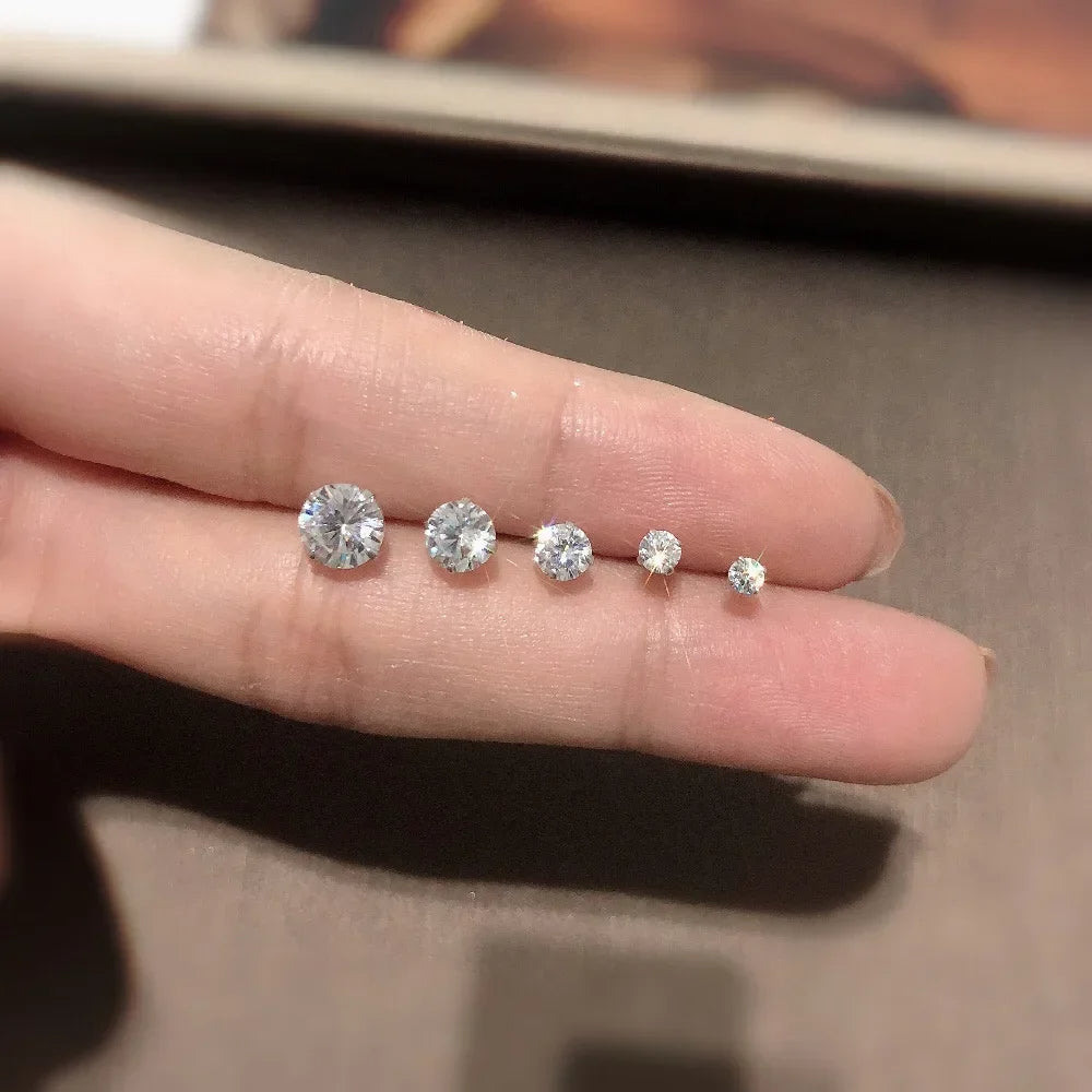 925 Sterling Silver Tiny Crystal Stud Earrings