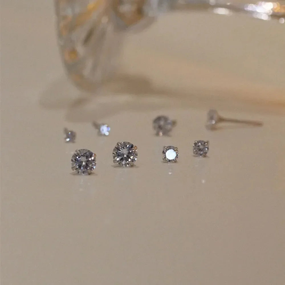 925 Sterling Silver Tiny Crystal Stud Earrings