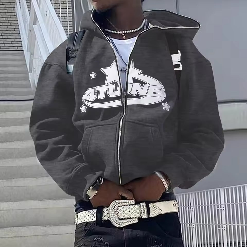 Y2K Zip-Up Hoodie Cardigan