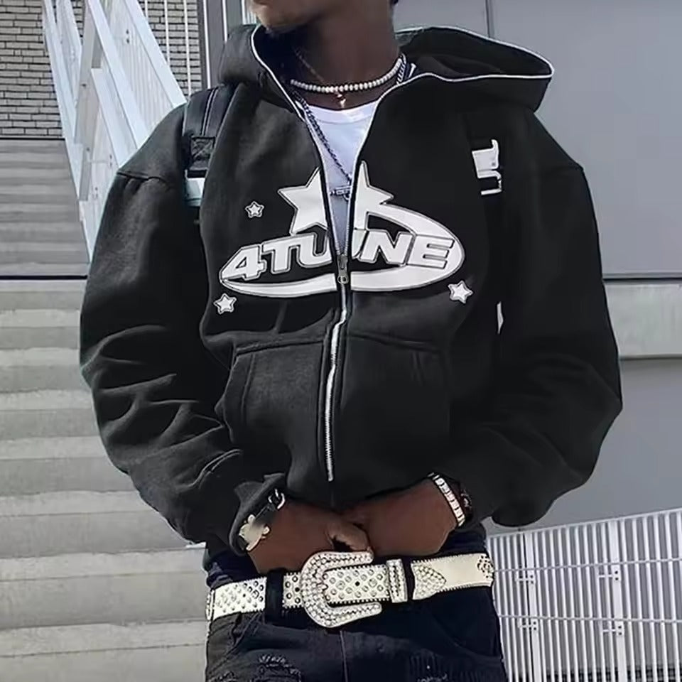 Y2K Zip-Up Hoodie Cardigan
